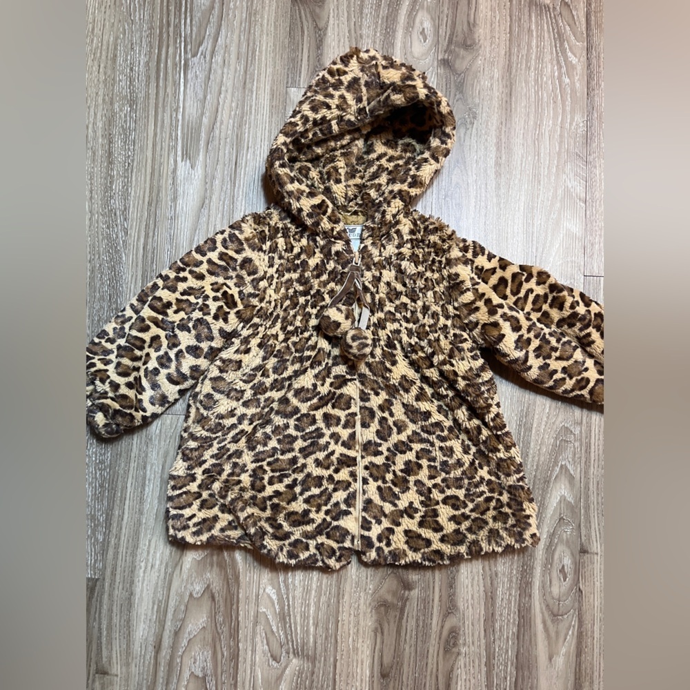 Widgeon Leopard Print Faux Fur Hooded Coat 3T